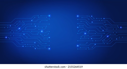 Circuit board futuristic technology. Abstract technology blue background. Vector illustration