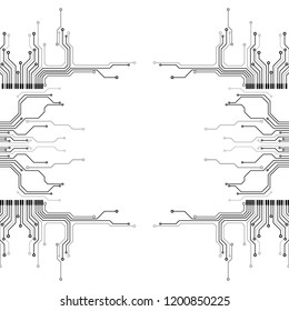 Circuit board futuristic trace processor unit texture illustration design. Electronic line communication technology system background.