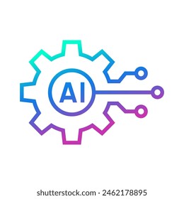 Circuit board with gear icon, Smart AI Cogwheel engineering technological concept, Digital technology, Vector illustration