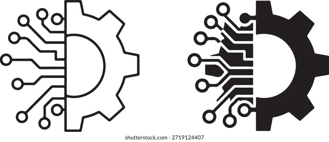 Circuit board gear icon technology digital