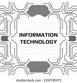 Circuit board grayscale tone futuristic digital technology communication system background template vector design. HUD element technology control panel texture illustration.