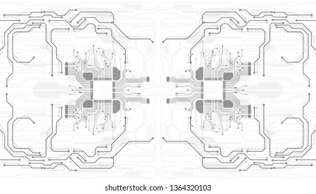 Circuit board grayscale tone futuristic digital technology communication system background template vector design. HUD element technology control panel texture illustration.