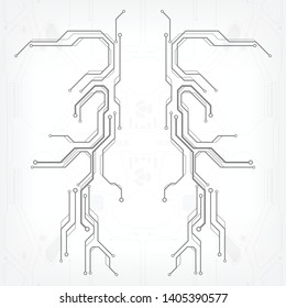 Circuit board grayscale tone futuristic digital technology communication system background template vector design. HUD element technology control panel texture illustration.