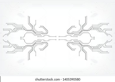 Circuit board grayscale tone futuristic digital technology communication system background template vector design. HUD element technology control panel texture illustration.