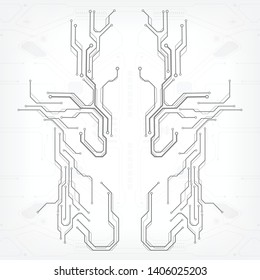 Circuit board grayscale tone futuristic digital technology communication system background template vector design. HUD element technology control panel texture illustration.