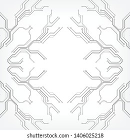 Circuit board grayscale tone futuristic digital technology communication system background template vector design. HUD element technology control panel texture illustration.