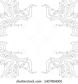 Circuit board grayscale tone futuristic digital technology communication system background template vector design. HUD element technology control panel texture illustration.