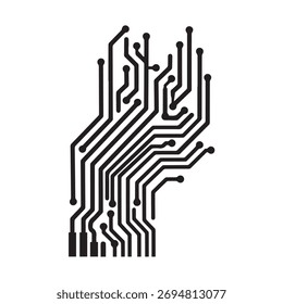 Icono de Tecnología de huellas dactilares de la mano del Tablero de circuito