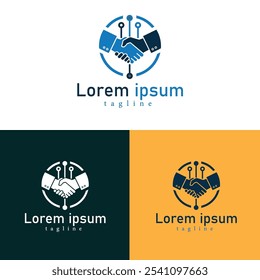 Logotipo de handshake de placa de circuito - Design de parceria de tecnologia