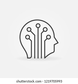 Circuit board head vector icon or symbol in thin line style