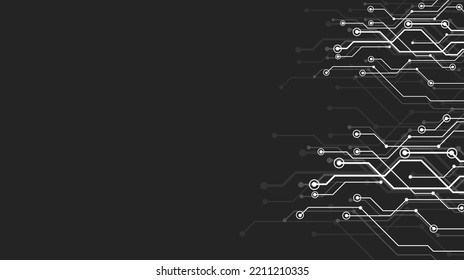 Circuit board high computer color background design. minimal round lines abstract futuristic tech background. Vector digital art banner