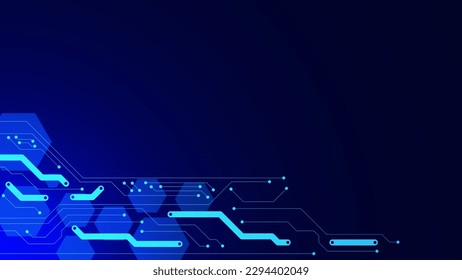 Circuit board hi-tech digital data connection with hexagonal shape background. Digital data connection system, motherboard, electronic design concept. Vector illustration.