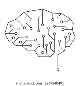 Circuit board human brain. Concept illustration of artificial intelligence. technology background.