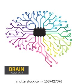 Circuit board human brain. vector illustration.