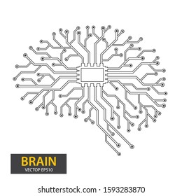 Circuit Board Human Brain. Vector Illustration.