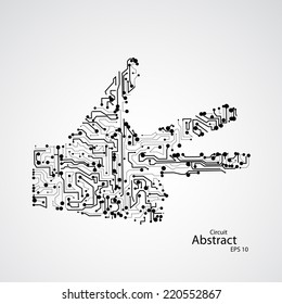 Circuit board, human hand three finger eps 10, vector elegant illustration