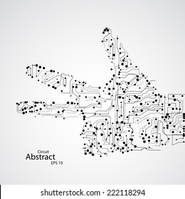 Circuit board, human hand three finger eps 10, vector elegant illustration