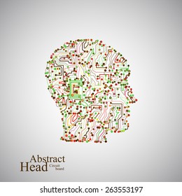 Circuit board human head  eps 10, vector illustration