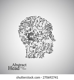 Circuit board human head  eps 10, vector illustration