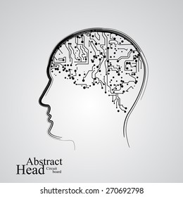Circuit board human head  eps 10, vector illustration