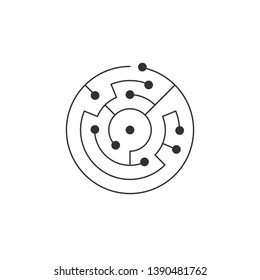 Circuit board icon. abstract circle shape IT maze. Technology symbol. Computer software concept. Power elements. Flat design. Vector Illustration.
