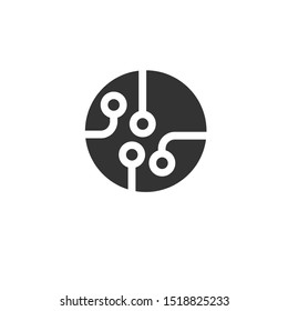 Circuit board icon black in flat style vector illustration on white isolated background. Technology microchip