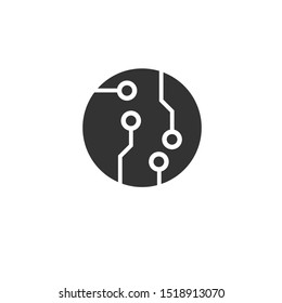 Circuit board icon black in flat style vector illustration on white isolated background. Technology microchip