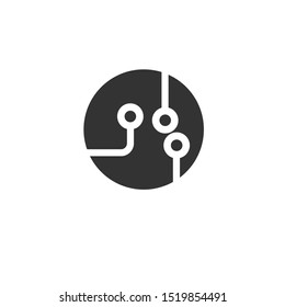 Circuit board icon black in flat style vector illustration on white isolated background. Technology microchip