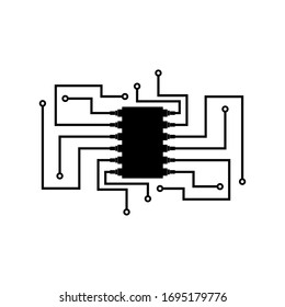 Icono de tarjeta de circuitos, diseño de señal de piezas electrónicas de chip