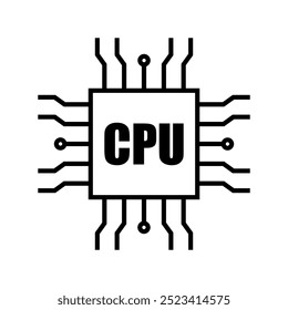 Ícone da placa de circuito. Chip, processador, ilustração de vetor de microchip