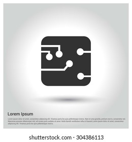 circuit board icon. Circle concept web buttons. vector illustration. Flat design style