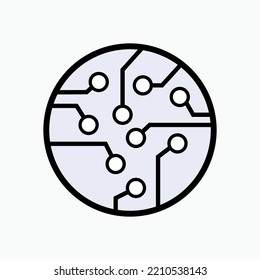 Circuit Board Icon. Computer Elements, Hardware Parts Symbol - Vector. 