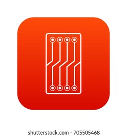 Circuit board icon digital red for any design isolated on white vector illustration