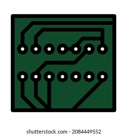 Circuit Board Symbol. Bearbeitbare, fette Rahmenlinie mit Farbfülldesign. Vektorgrafik.