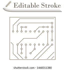 Circuit Board Icon. Editable Stroke Simple Design. Vector Illustration.