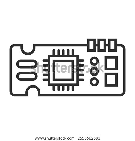 Circuit board icon, Electric component symbol outline icon, editable vector illustration and transparent graphic element. Isolated on white background
