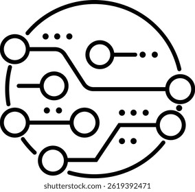Symbol der Platine. flaches Design im trendigen Stil, einzeln auf weißem Hintergrund, ein schwarz-weißes Symbol einer Leiterplatte