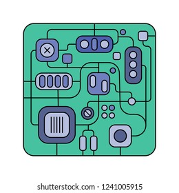 Circuit board icon in flat style.