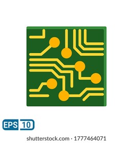 icono de la tarjeta de circuitos en estilo plano aislado en fondo blanco. EPS 10