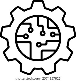 
circuit board icon gear vector