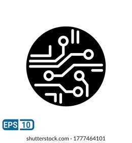 circuit board icon in glyph style. vector illustration for graphic design, website, UI isolated on white background. EPS 10