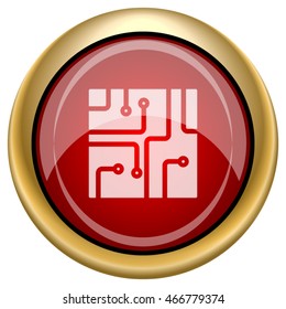 Circuit board icon. Internet button on white background. EPS10 vector.