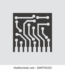 Circuit board icon isolated of flat style. Vector illustration.