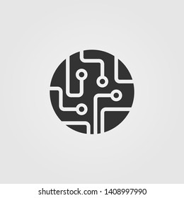 Circuit Board icon isolated on white background. Trendy flat style. Black vector icon modern and simple flat symbol for web site, mobile app, UI. Vector illustration.