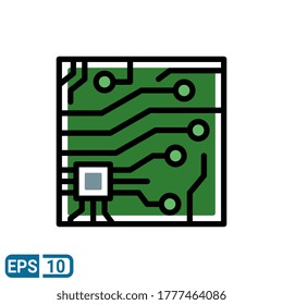 Leiterplatten-Symbol einzeln auf weißem Hintergrund. Vektorgrafik im vollen Linienstil. EPS10