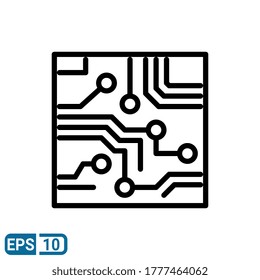 circuit board icon in line style isolated on white background. EPS 10