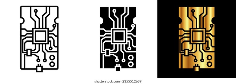 Circuit Board Icon, an icon representing a circuit board, symbolizing electronic components, connectivity, and the foundation of modern technology in various devices and systems.