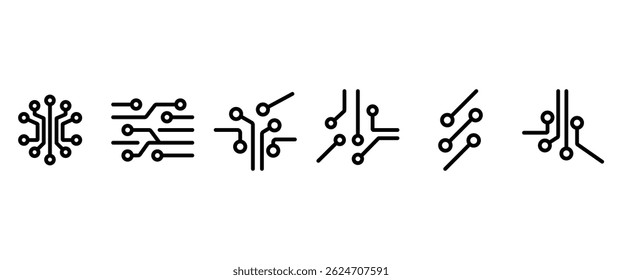 Circuit board icon set. Electronic components line icons set. This set includes electronic components icons in transparent background in vector.	Editable stroke. Eps10