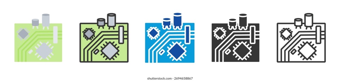 circuit board icon set multi style various collection