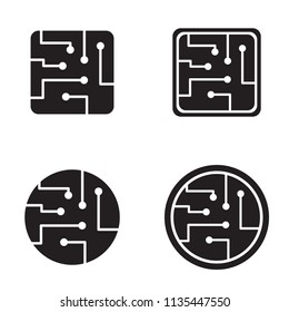 Circuit board icon set. Vector.